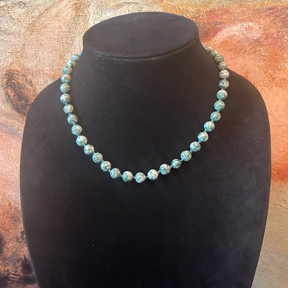 Tree Agate Natural Stone Choker Knotted Vintage